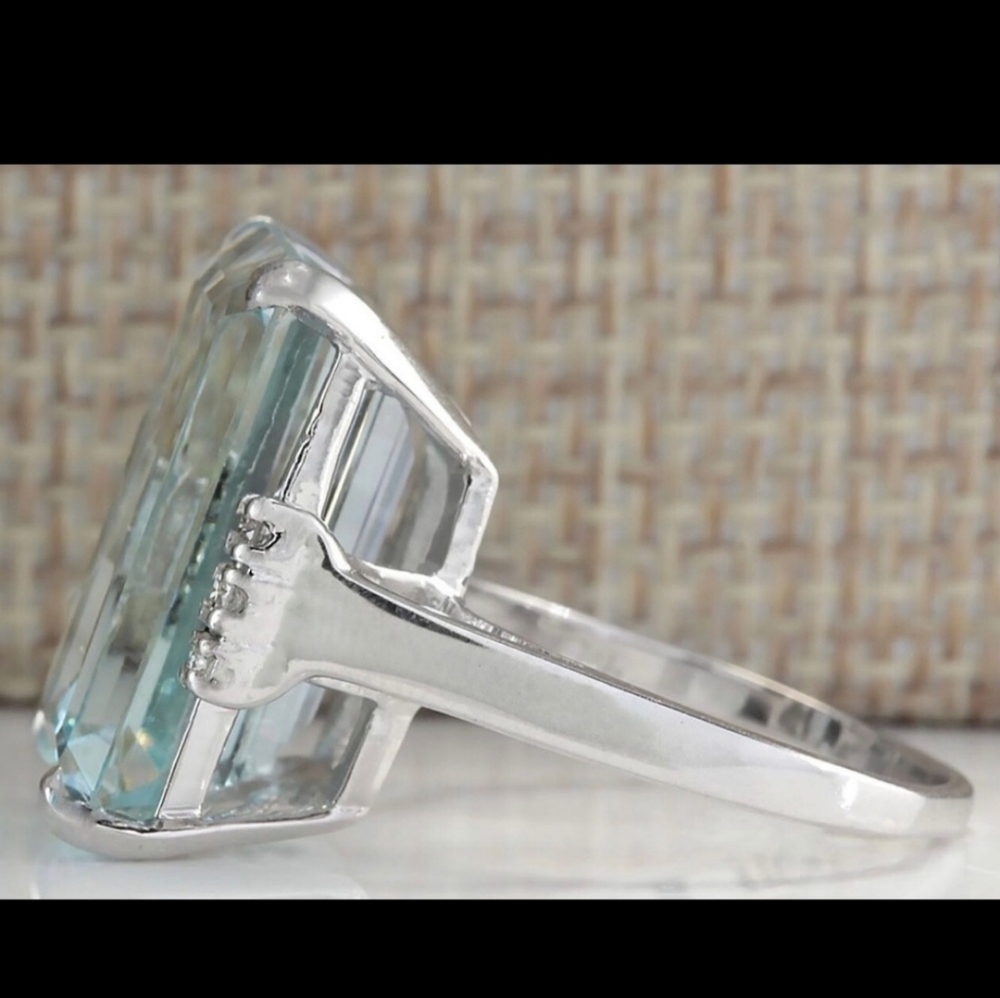 S925 New Aquamarine Gemstone Ring - Picture 8 of 9